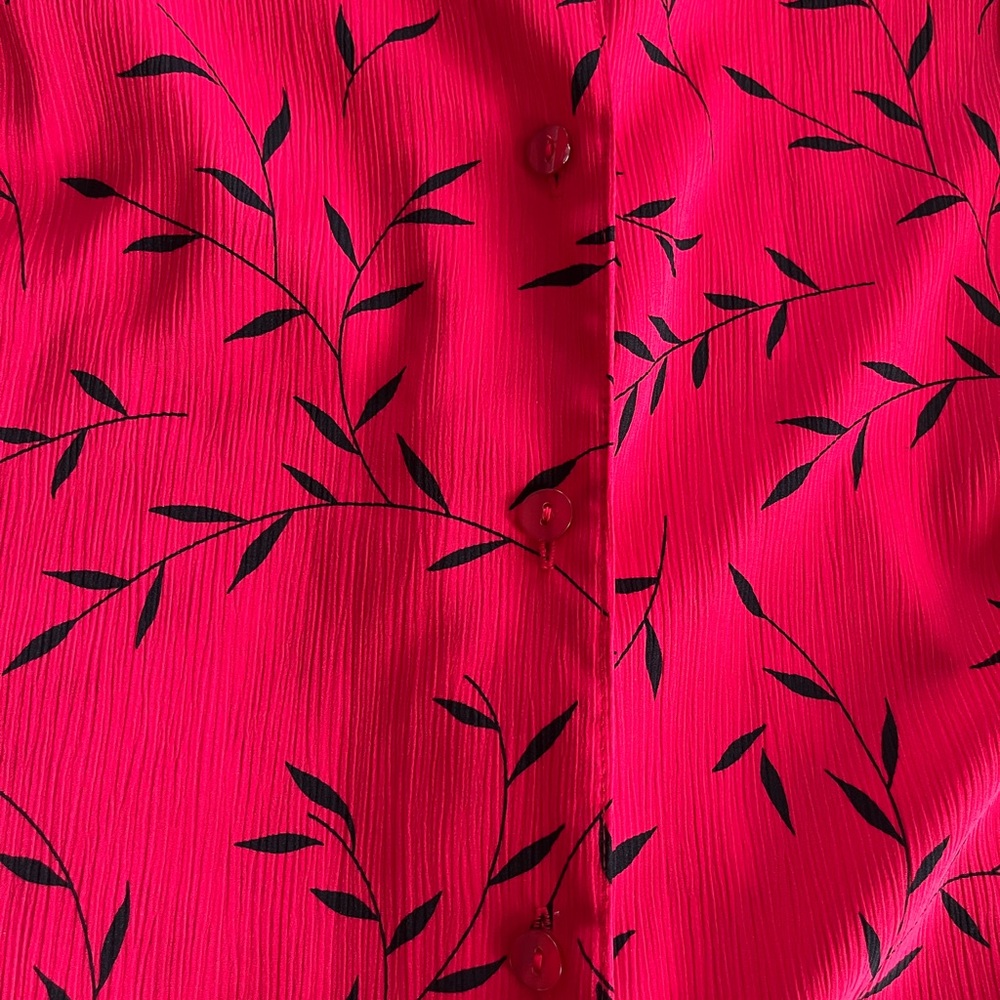 Notations Red Leaf Print Button Down Blouse Women’s Size 3X - Picture 13 of 16